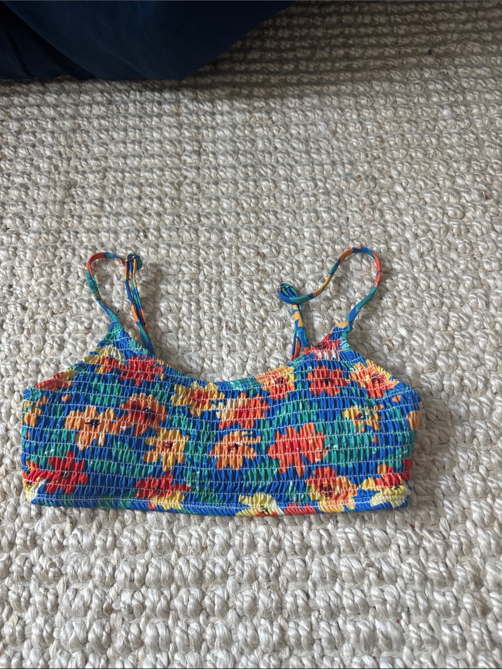 Colorful Floral Smocked bathing suit Top